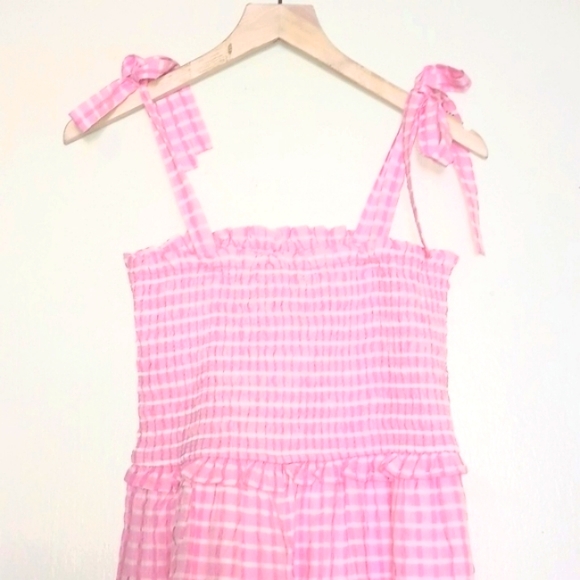 STEVE MADDEN PINK SLEEVELESS SMOCKED BODICE MAXI CRINKLE DRESS - Picture 2 of 4